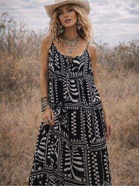 H&M Black and White Boho Dress 3XL